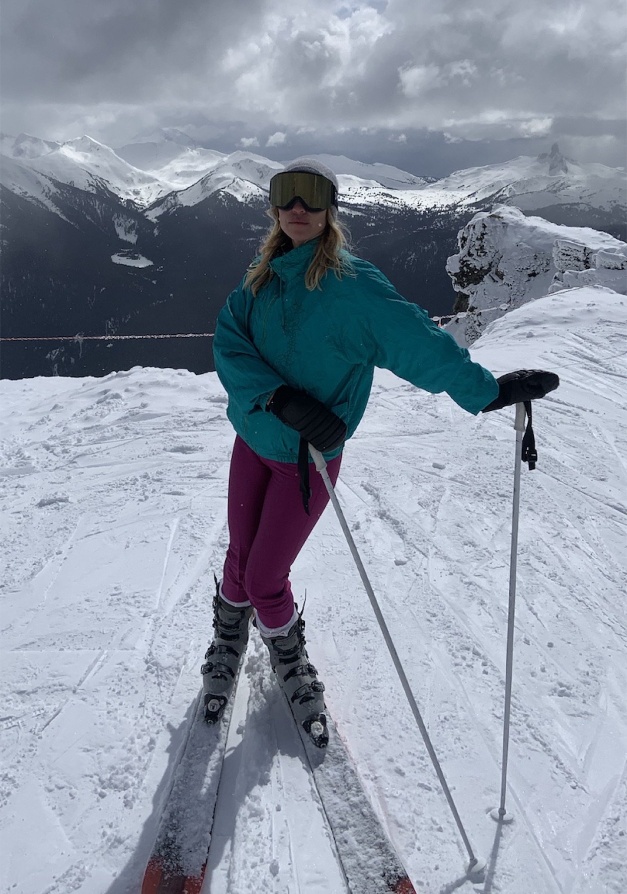 Tori Sowul skiing in the mountains