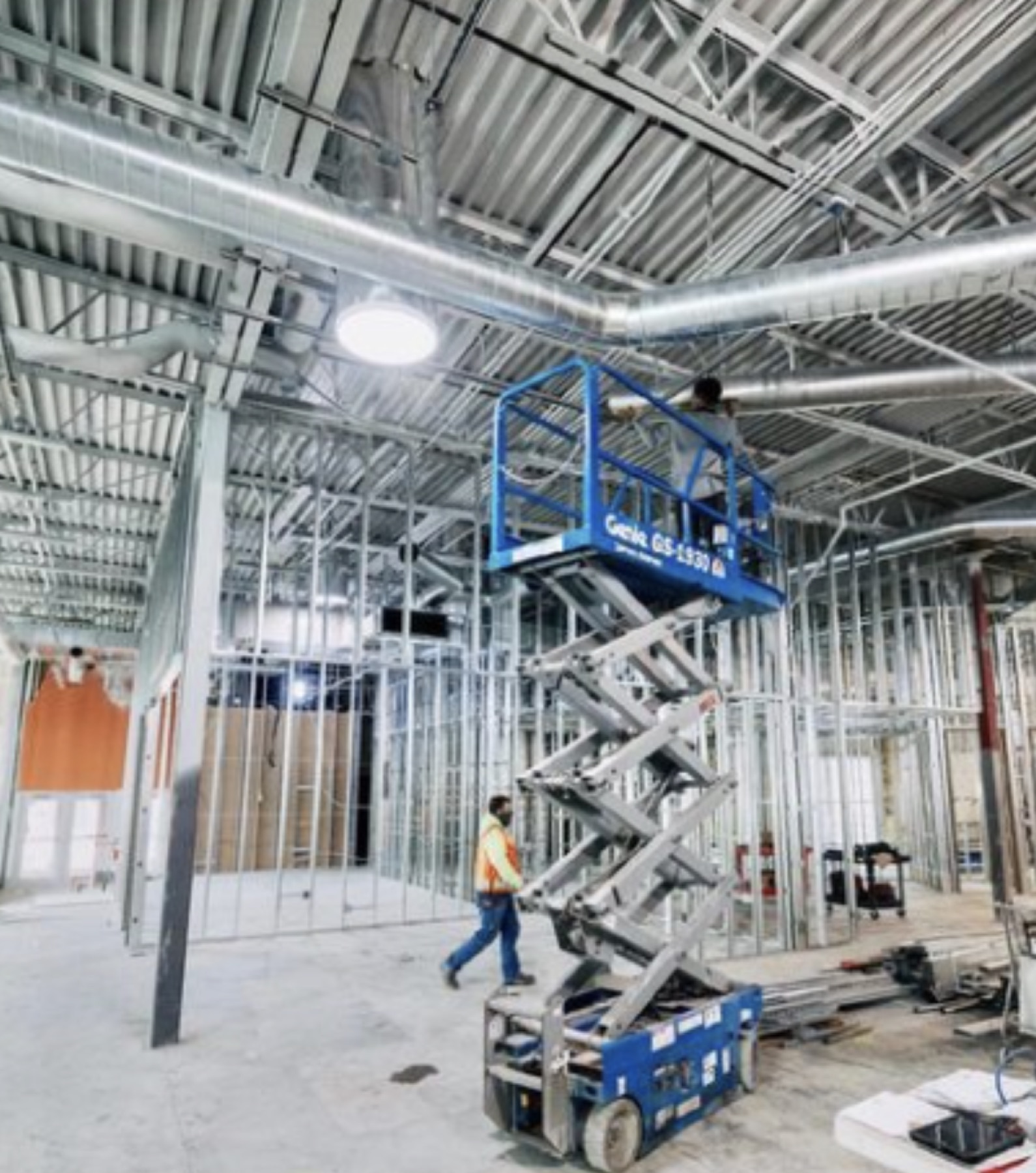 Kiln workspace under construction with equipment inside