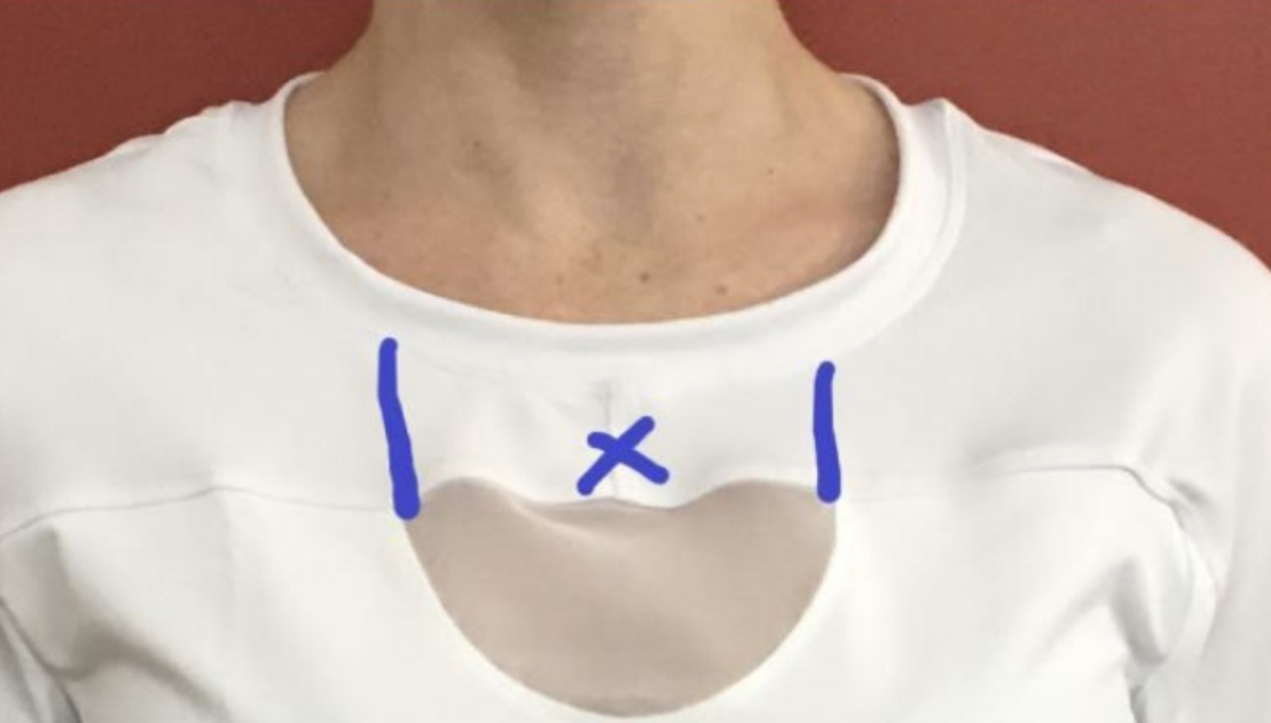 Rock Roselle neckline sketch showing product fit exploration